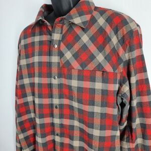 Club Ride Shirt Mens Size XXL Red Shaka Flannel Snap Plaid UPF50 Cycling